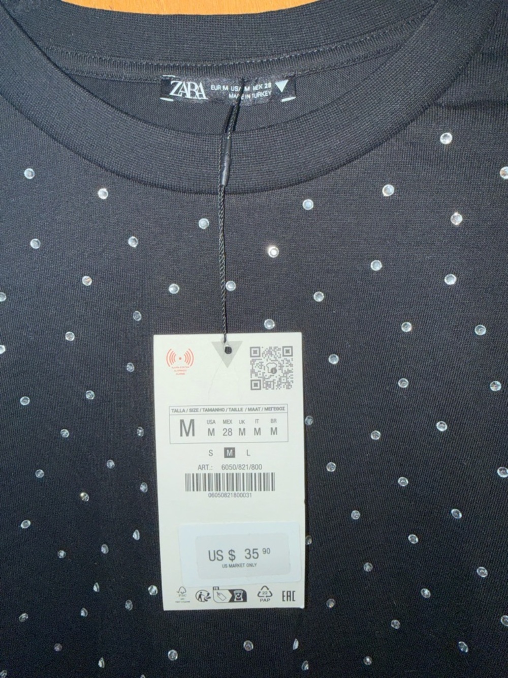 Zara Black Knit Skirt with Silver Stud Accents - Picture 5 of 5